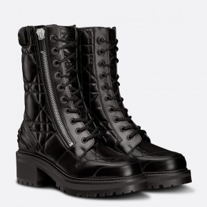 Dior D-Leader Ankle Boots In Black Cannage Calfskin