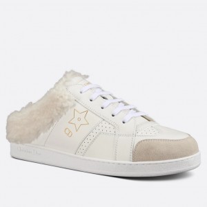 Dior Star Low-top Sneakers in White Calfskin and Shearling