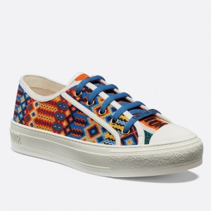 Dior Walk'n'Dior Sneakers In Multicolor Embroidered Canvas