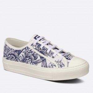Dior Walk'n'Dior Sneakers In Blue Jardin d'Hiver Embroidered Cotton