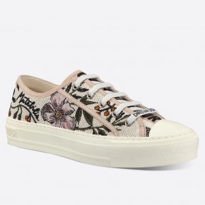 Dior Walk'n'Dior Sneakers In Rosa Mutabilis Embroidered Cotton