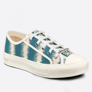 Dior Walk'n'Dior Sneakers In Ocean Blue D-Stripes Embroidered Cotton