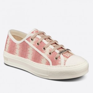 Dior Walk'n'Dior Sneakers In Pink D-Stripes Embroidered Cotton