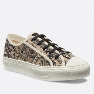 Dior Walk'n'Dior Sneakers In Black Toile De Jouy Embroidered Cotton