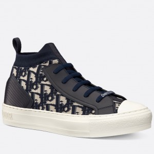 Dior Walk'N'Dior Mid-top Sneakers In Blue Oblique Canvas