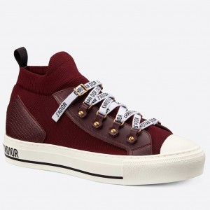 Dior Walk'N'Dior Mid-top Sneakers In Bordeaux Technical Knit
