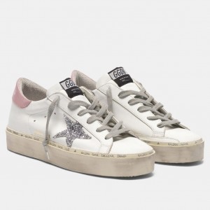 Golden Goose Women's Hi-Star Sneakers with Glitter Star and Pink Heel