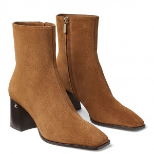 Jimmy Choo Bryelle 65mm Ankle Boots In Brown Suede