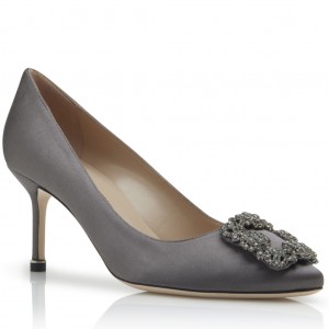 Manolo Blahnik Hangisi 70 Pumps In Grey Satin