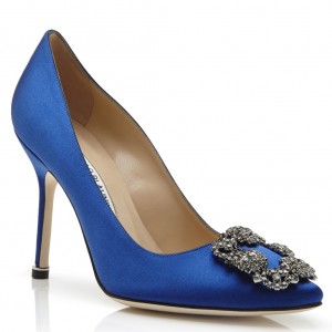 Manolo Blahnik Hangisi 105 Pumps In Blue Satin