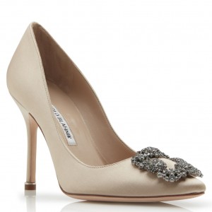 Manolo Blahnik Hangisi 105 Pumps In Champagne Satin