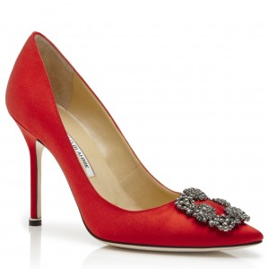 Manolo Blahnik Hangisi 105 Pumps In Red Satin