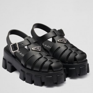 Prada Foam Sandals in Black Rubber