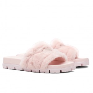 Prada Women's Slides In Pink Shearling