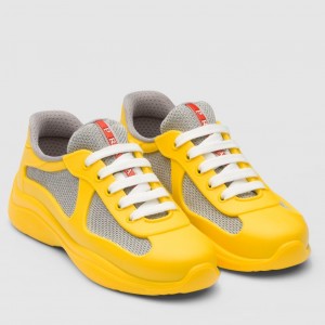 Prada America's Cup Sneakers in Yellow Rubber and Bike Fabric