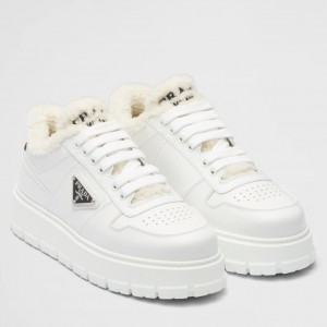 Prada Women's Low-top Sneakers in Leather and Shearling