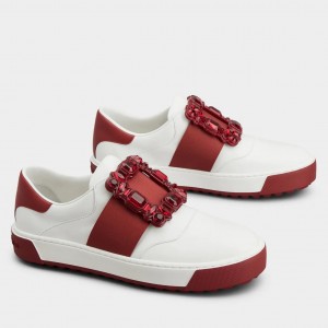 Roger Vivier Very Vivier Strass Buckle Sneakers with Red Details