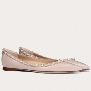 Valentino Garavani Rockstud Ballet Flats In Powder Patent Leather