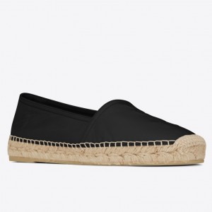 Saint Laurent Monogram Espadrilles In Black Lambskin