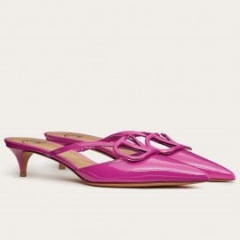 Valentino VLogo Signature Mules 40mm In Pink Patent Leather