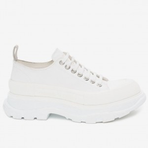 Alexander McQueen Women's White Tread Slick Lace Up Sneakers