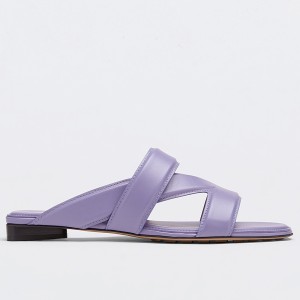 Bottega Veneta Band Slides In Lavender Lambskin