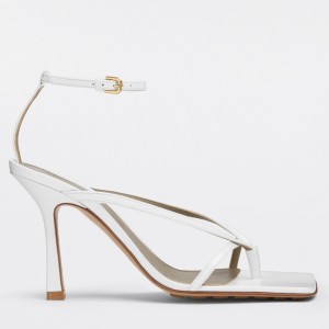 Bottega Veneta Stretch Sandals 90MM In White Lambskin