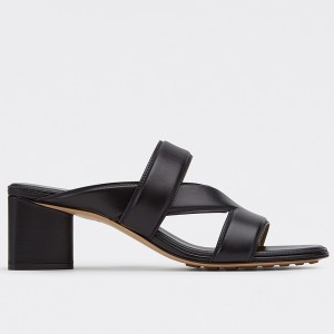 Bottega Veneta Band Sandals 55MM In Black Calfskin 