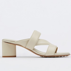 Bottega Veneta Band Sandals 55MM In White Calfskin 