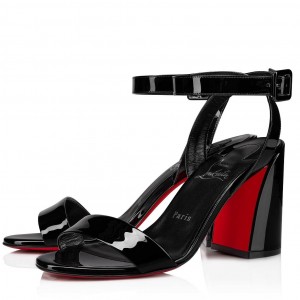 Christian Louboutin Miss Sabina 85MM Sandals In Black Patent Leather