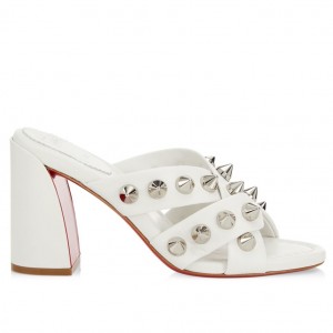 Christian Louboutin Spika Club Sandals 85mm In White Leather