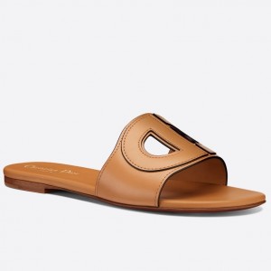 Dior Women's D-Club Slides In Brown Calfskin