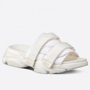 Dior D-Wander Slides In White Camouflage Technical Fabric