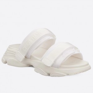 Dior D-Wander Slides In White Camouflage Fabric