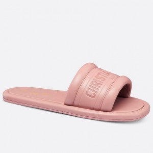 Dior Every-D Slides In Pink Embossed Lambskin