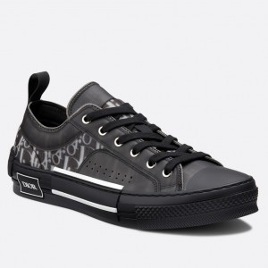 Dior Men's B23 Low-top Sneakers In Black Oblique Canvas