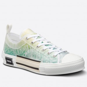 Dior Men's B23 Low-top Sneakers with Green and Yellow Print