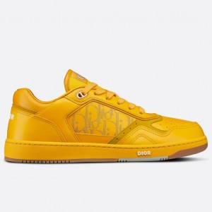 Dior Men's B27 World Tour Sneakers In Yellow Leather