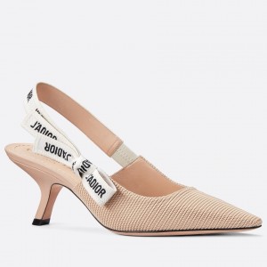 Dior J'Adior Slingback Pumps 65mm In Nude Technical Fabric