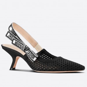 Dior J'Adior Slingback Pumps 65mm In Black Micro Mesh