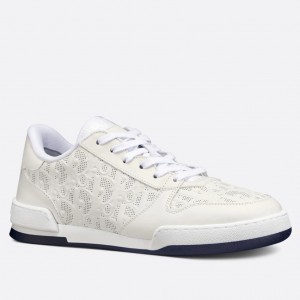 Dior One Sneakers In White Oblique Perforated Calfskin