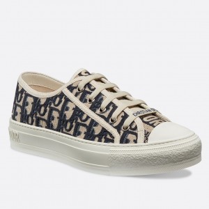 Dior Walk'n'Dior Sneakers In Blue Oblique Embroidered Cotton