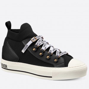 Dior Walk'N'Dior Mid-top Sneakers In Black Technical Knit