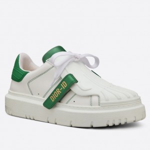 Dior Dior-ID Sneakers In White Leather with Green Strap