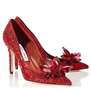 Jimmy Choo Avril 100mm Pumps In Red Crystal