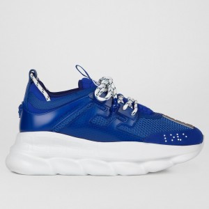 Versace Women's Chain Reaction Sneakers In Blue Mesh