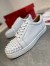 Christian Louboutin Men's Louis Junior Spikes Flat Sneakers In White Leather