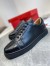 Christian Louboutin Men's Louis Junior Flat Sneakers In Black Leather