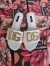 Dolce & Gabbana White Slides with Rhinestone DG Logo 