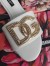 Dolce & Gabbana White Slides with Rhinestone DG Logo 